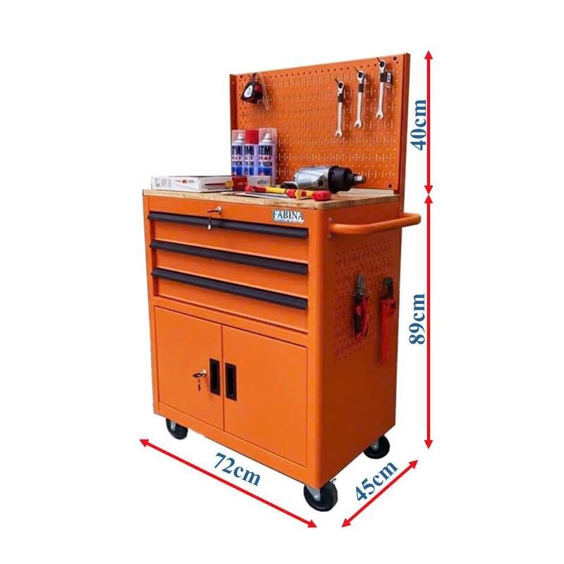 Tủ Dụng Cụ 3 Hộc Kéo 2 Ngăn Chứa Màu Cam Là Giải Pháp Lưu Trữ Đồ Nghề Hiệu Quả